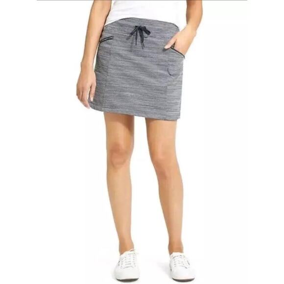 Athleta Pants - Athleta Skort Women L Gray White Striped Modern Metro Skirt Athletic Tennis
